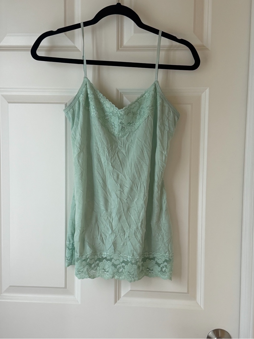 Maurices Mint Green Lace Trim Crinkle Camisole Tank Y2K Fairy Coquette Boho M